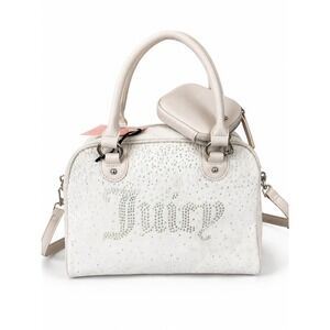 Juicy Couture Let It Shine Bowler Satchel Crossbody Velour Bag Crystal Bling NWT